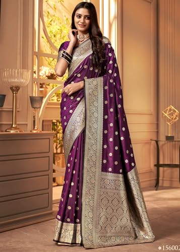 Image of C J Enterprise Women's Banarasi Saree Pure Kanjivaram Style Silk Saree With Blouse Piece for Wedding (Pari 121)