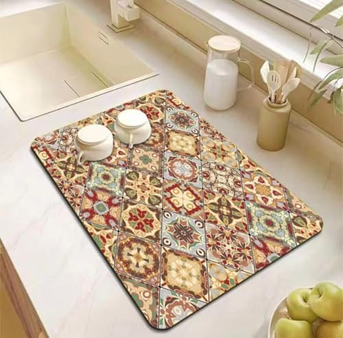 Image of HomeCloud Dish Drying Mat for Kitchen Counter - Super Absorbent, Non-Slip & Heat-Resistant - Quick Dry Rack Pad for Dishes, Utensils, Coffee Maker - Stain-Hiding Design (Pale, 40x50cm)