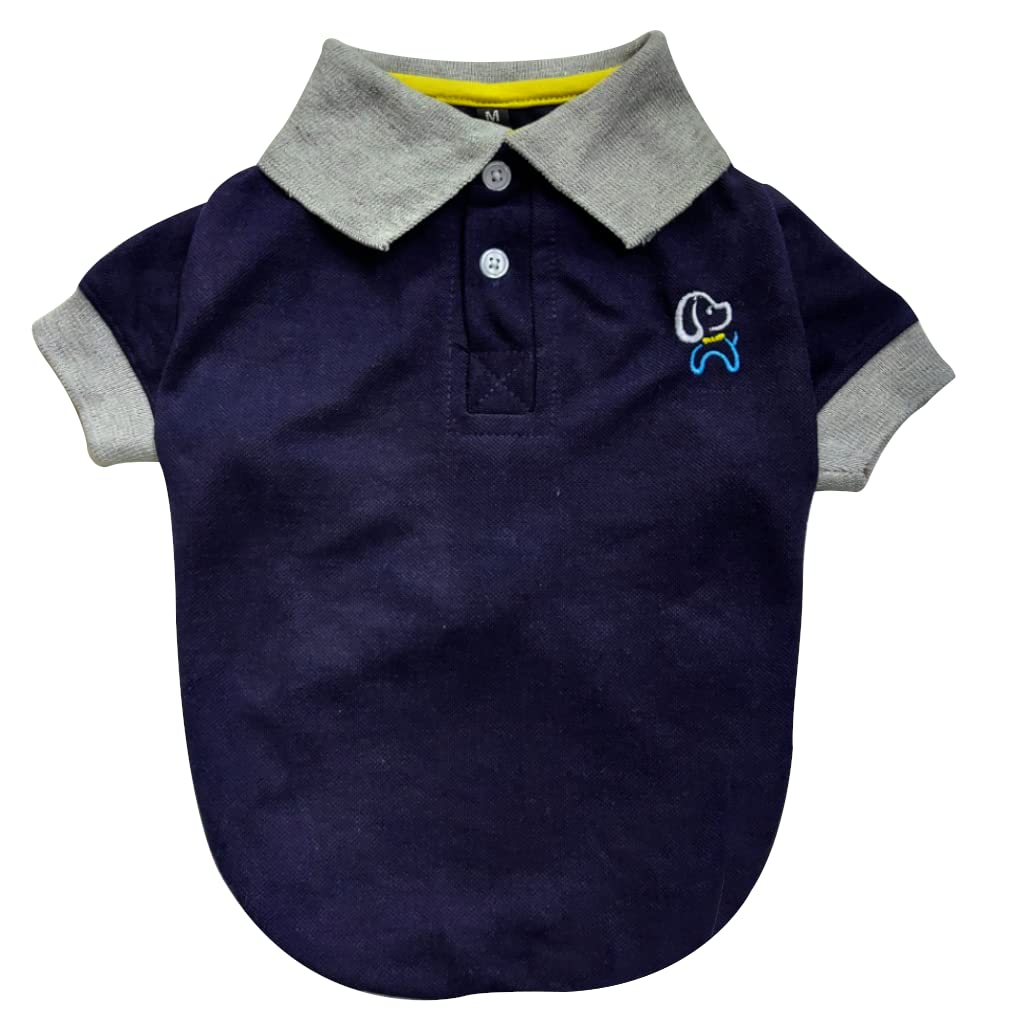 WAGZY Dark Blue with Grey Collar Polo Formal T-Shirts for Puppies, Kitten, Dogs and Cats (26" - 4XL) (B0CDLYC1SV) Amazon Price History, Amazon Price Tracker