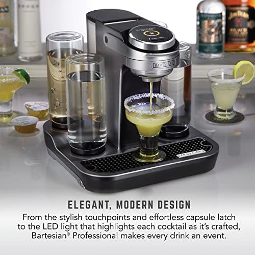 Bartesian Professional Cocktail Machine and Margarita Maker - High Capacity Bar Cocktail Mixer with 5 Premium Glass Bottles for Parties and Entertaining - Push-Button Technology and Easy Clean Design - 4