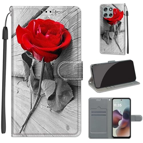 Étui Motorola Moto G56 antichoc avec porte-cartes et fermeture aimantée rose