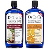 Dr Teal's Foaming Bath Combo Pack (68 fl oz Total), Moisturizing Shea Butter & Almond Oil, and Glow & Radiance with Vitamin C and Citrus Essential Oils