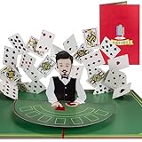 Sweetpopup® Pop Up Karte Casino – Lustige 3D Geburtstagskarte & Glückwunschkarte für Pokerfans, Blackjack – Perfekt für Pokerabend, Party, Las-Vegas-Gutschein & Geldgeschenke - 125
