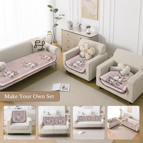 Image of Jaipur Weaves Sofa Cover 2 Pc Armrest, Quilted Sofa Cover Mat, Couch Protector, Washable Furniture Cover, Make Your Own Set