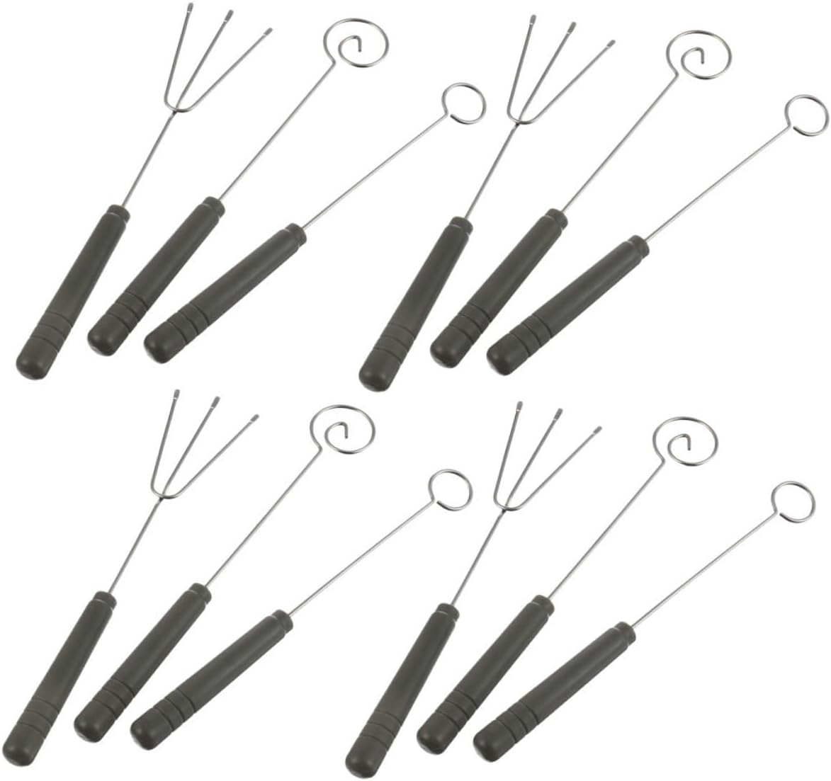 VANZACK Stainless Steel Fondue Forks Set 12pcs (4 Sets of 3) for Cheese Chocolate Dipping, Candy and Dessert Dipping Tools, Home Party Hot Pot Forks
