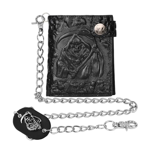 Girinme Kette Geldbörse Leder Punk Skull Gothic Bifold Schwarz Reaper's Clutch