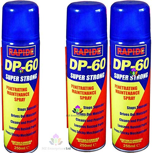 HZ Rapide 250 Ml Dp60 Super Strong Penetrating Maintenance Lubricant Stop Squeeks, Drive Out Moisture Spray (3 X Cans)