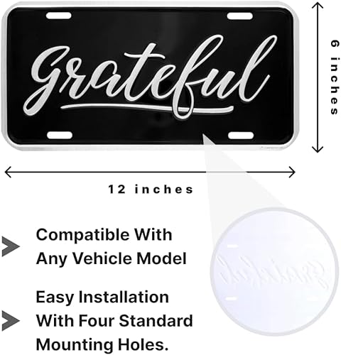 Miniatura 2 de Swanson Christian Products Placas de matrícula cristianas - Grateful - Etiqueta de auto de lujo - Accesorios para automóviles
