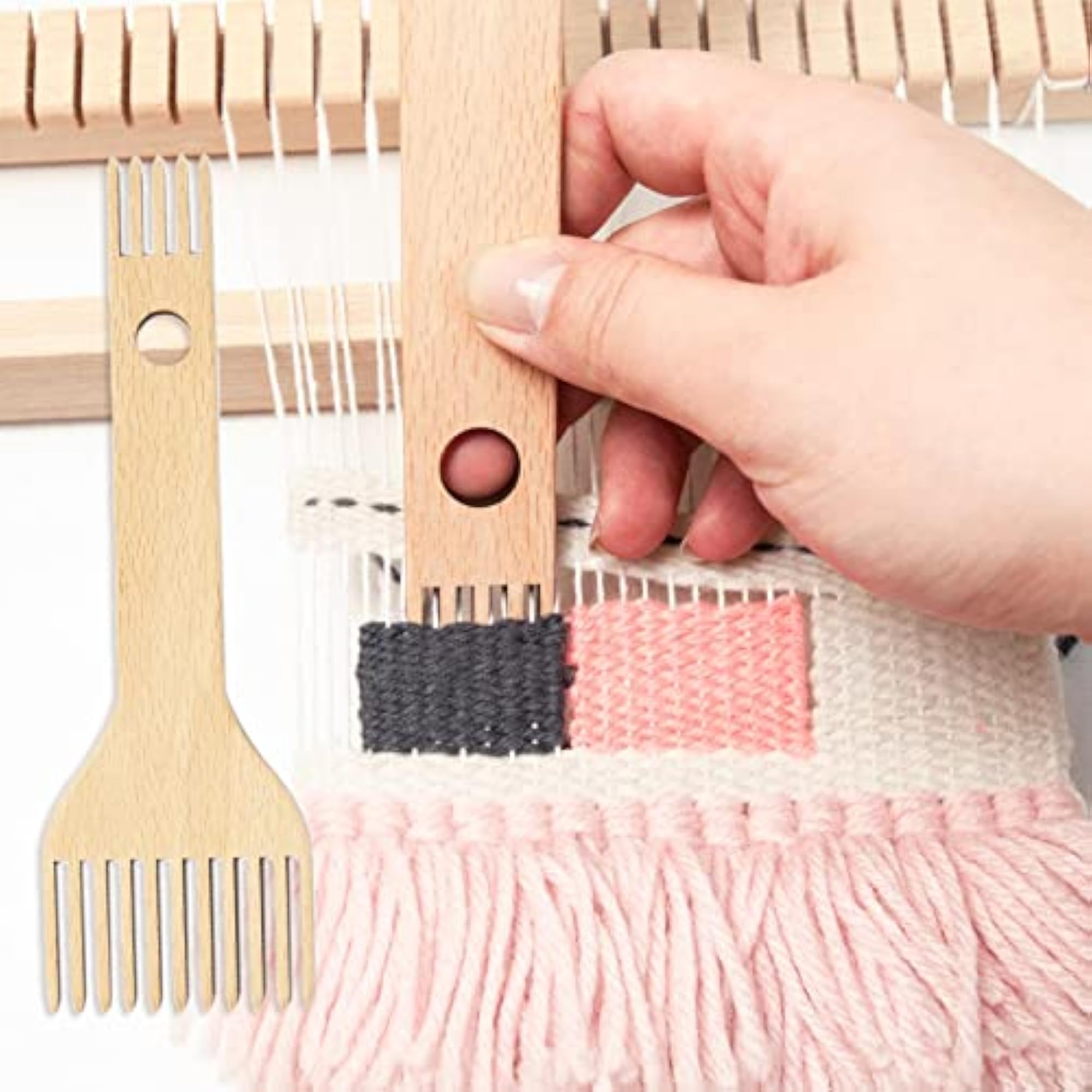 Wooden Weaving Comb, Double-Ended Handcraft Tool