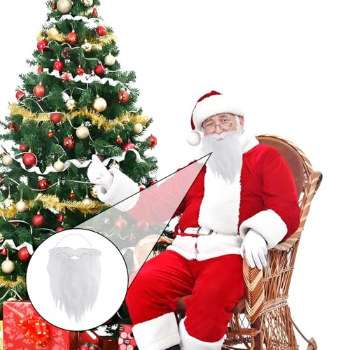 6 Stück Weihnachtsmann Bart Weißer,Weihnachten Santa Nikolaus Beard Mit Spannband Set,Weihnachtsmannbart Nikolausbart Wichtelbart Weiß Künstlicher Falscher für Kinder Fasching Geburtstagsfeier Party