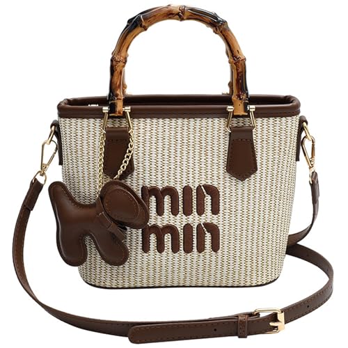 Bolso tote pequeño para mujer, bolso de paja mini para viaje, playa y verano miniatura 1
