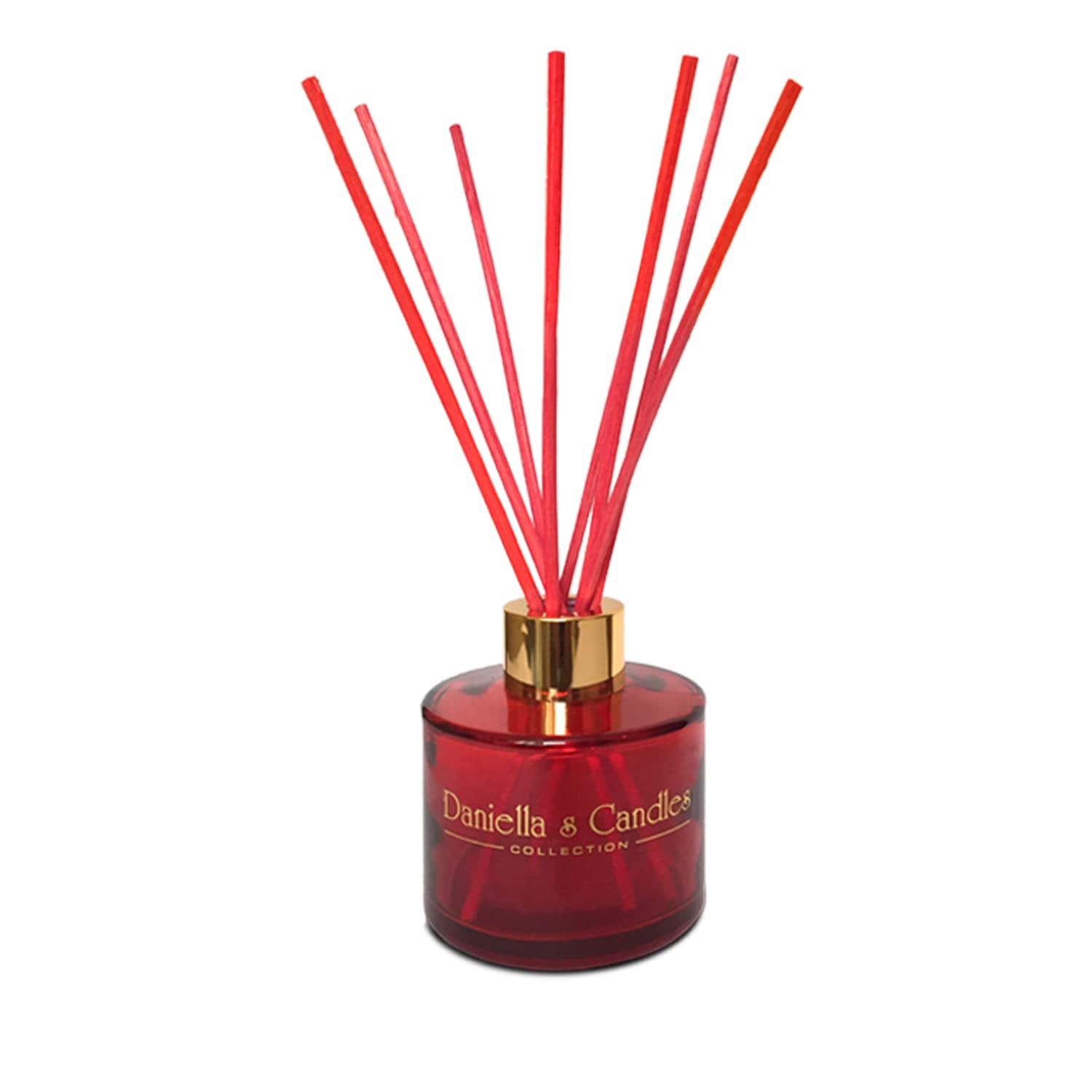 Daniella's Candles Reed Diffuser Set, Rose Geranium Scented Oil, Includes 8 Rattan Red Sticks, All Natural Oil Diffuser, Home Décor and Office, 100ml/3.4oz