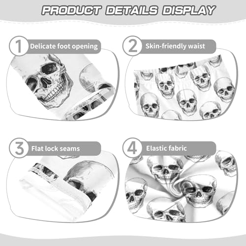 Girls Leggings Skulls White Halloween Soft Toddler Leggings for Girls Kids Pants Size 4T-10T3