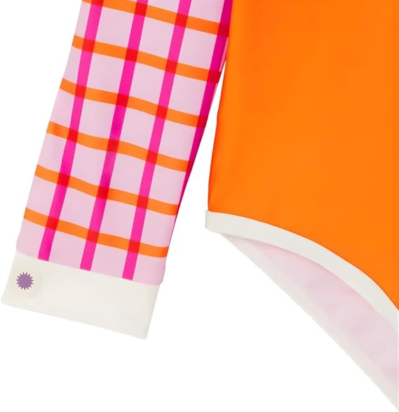 Kietla Tartan Red UPF 50+ UV Korumalı, UV Sensörlü, Uzun Kollu Çok Renkli Tek Parça Kız Çocuk Mayosu