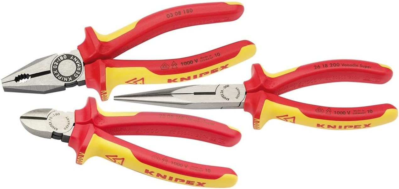 Knipex 00 20 12 VDE Plier Assembly Kit, Multi-Colour, Set of 3 Pieces