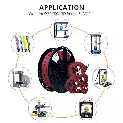 Image of iBOSS Matte PLA PRO Filament 1.75mm Dark Red 1KG, High Toughness 3D Printer Filament Upgraded PLA Plus Filament, PLA+ 3D Printer Filament Dimensional Accuracy + /- 0.02mm, Matte Dark Red 02