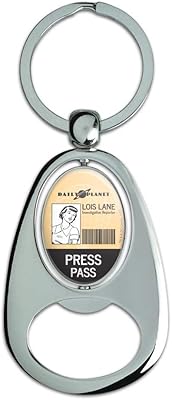 GRAPHICS & MORE Superman Lois Lane Press Pass Keychain Chrome Metal Spinning Oval Bottle Opener