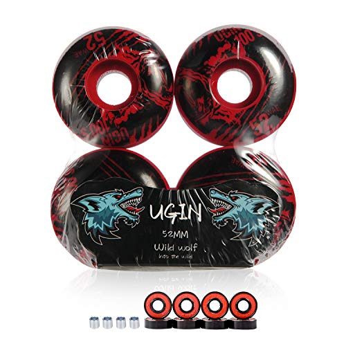 LOSENKA 52mm Wheels Red Skateboard Wheels -100A with Bearings - Thumbnail 5