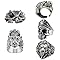 FAYAHAR 5 Pezzi Anelli Punk Vintage, Rings in Metallo, Anelli Personalizzatiper Regolabili-Anello a Forma di Teschio, Leone e Pitone per Halloween, Feste e Cosplay