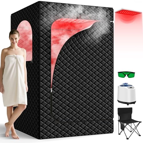 Portable Infrared Sauna Box for Home, Full Body Steam Sauna Tent with 660nm & 850nm Red Light...