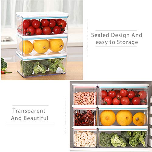 Minesign 6Pack Plastic Stackable Food Containers With Vented Lids And Removable Drain Tray Refrigerator Produce Saver Organizer Bins For Fridge Freezer Fruits&Veggie Storage Kitchen Organization #TOP5