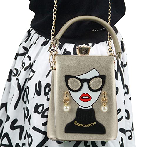 Kuang! Women Novelty Lady Face Shoulder Bags Funky Pu Leather Top Handle Satchel Handbags Clutch Purse For Women #TOP5