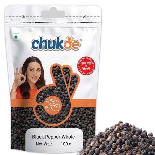 Image of Chukde Kaali Mirch Sabut, Black Peppercorns Whole Spices, 100g