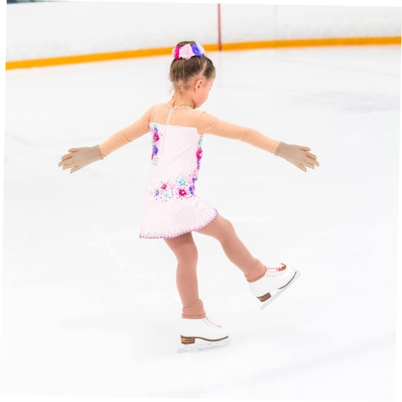 Didiseaon 3pares Guantes De Patinaje Elegantes De Elástica Rhinestones para Actuaciones De Niñas Guantes Antideslizantes Transpirables y Cómodos