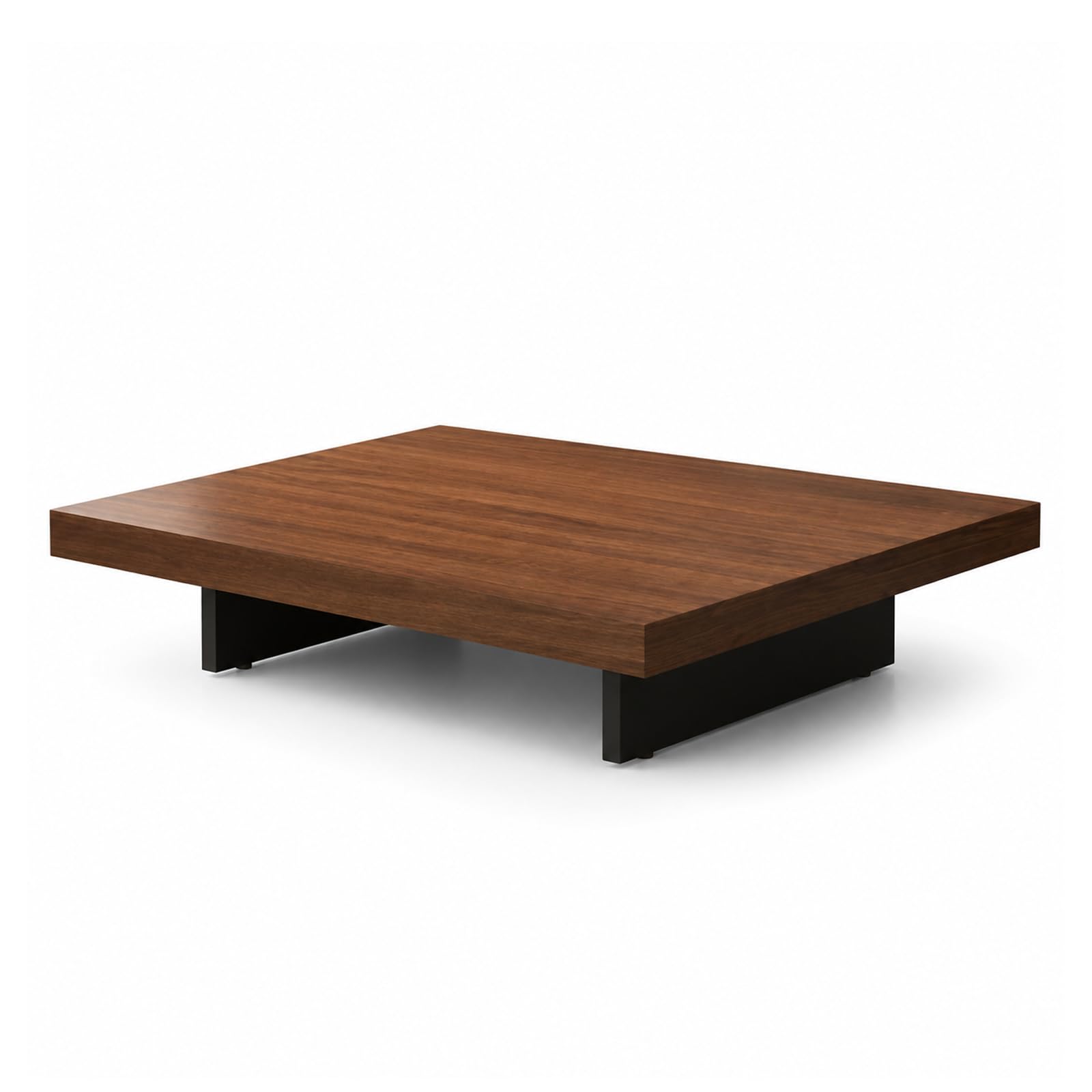 Table basse minimaliste en bois de noyer 120x60cm avec plateau épais de 5 cm pour votre salon