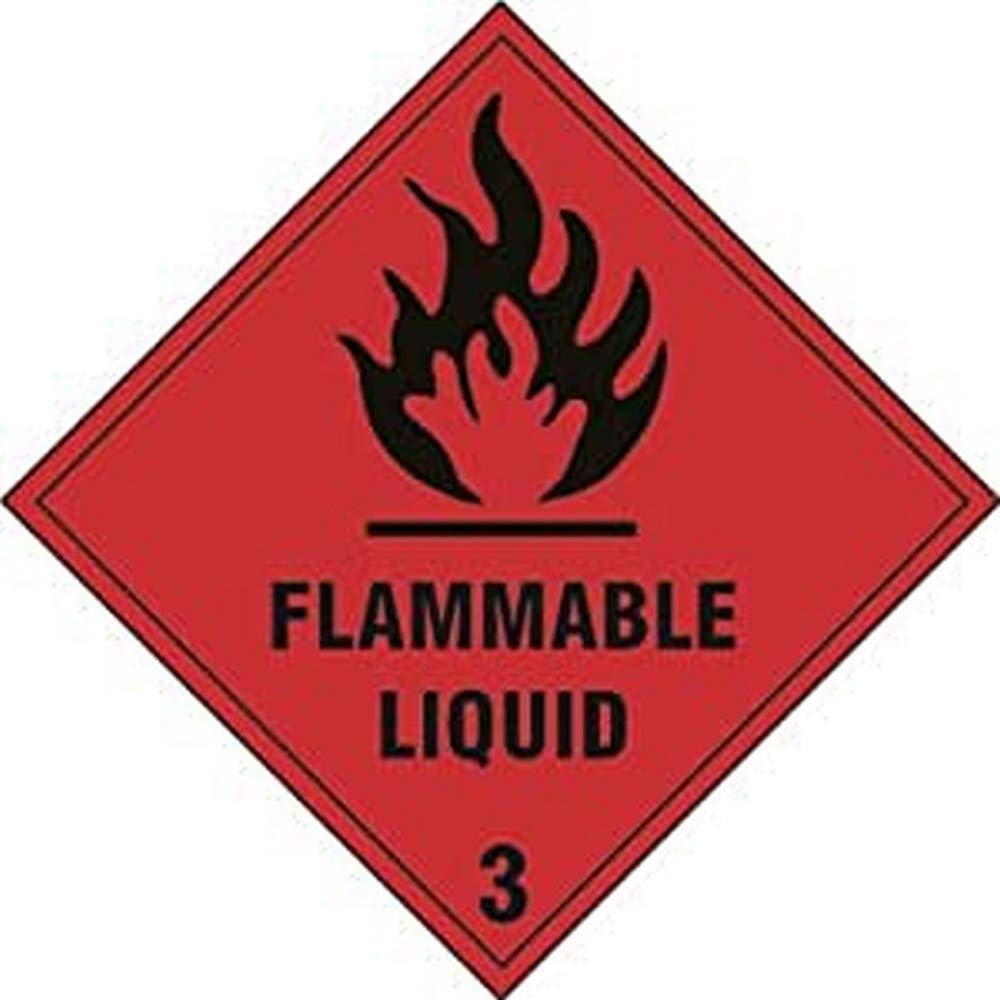 Flammable Liquid Class 3 Label Pack of 10 Self-Adhesive Vinyl Sticker 250mm x 250mm