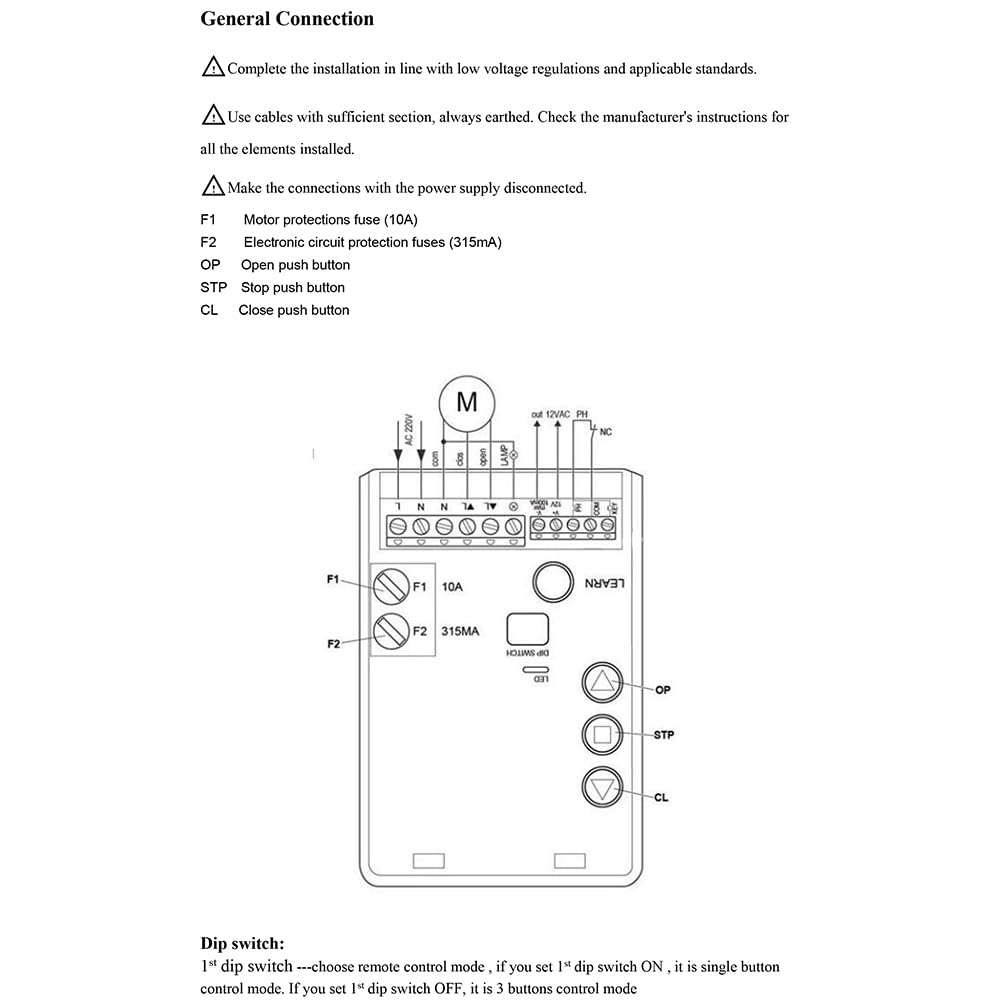Carte de Commande Universelle pour Porte de Garage AC220V avec Récepteur pour Moteur Tubulaire et Panneau de Commande pour Moteur de Volet Roulant (4 Télécommandes)