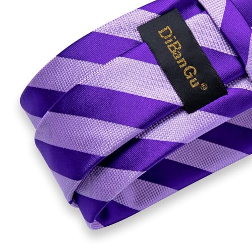 Image of DiBanGu Mens Tie Silk Plaid Striped Necktie and Pocket Square Cufflinks Tie Clip Set with Gift Box Formal Wedding Party