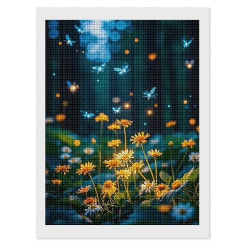 Peinture diamant lucioles 5D carrés 30x40 cm avec outils de broderie