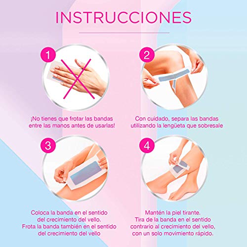 Veet Pure Bandas de Cera Fría Depilatoria para Depilación Facial Adecuado para Labio Superior (Bigote), Fórmula de Cera Hipoalergénica para Pieles Sensibles, 40 Tiras, 40, 40 unidad, 1 (Paquete de 2) - imagen 3