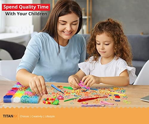 TITANAX 2200+ Loom Bands Kit with Bonus Crochet Hook for Rubber Band Bracelet Kit for Girls - Friendship Bracelet Making kit - Includes Y-Shaped Loom, Zipper Hooks, Beads, & More