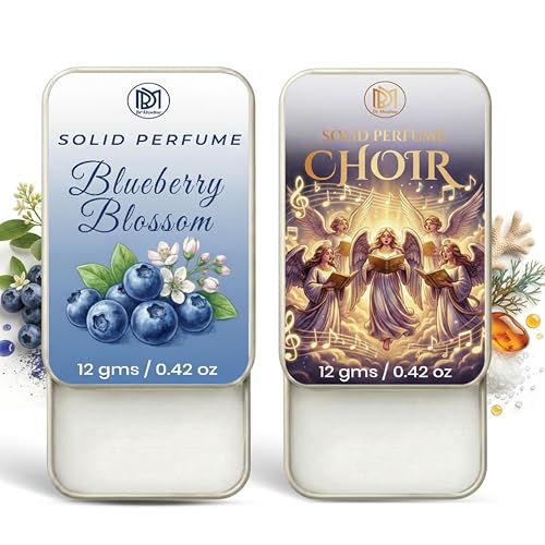 Image of Dr.Mashur Solid Perfume |blueberry blossom&Choir Alcohol Free Wax Perfume Balm, Long Lasting | Pocket Tin 12g, Pack Of 2| Non Greasy Smooth Glide, Travel Friendly Unisex Gifts He Or Her