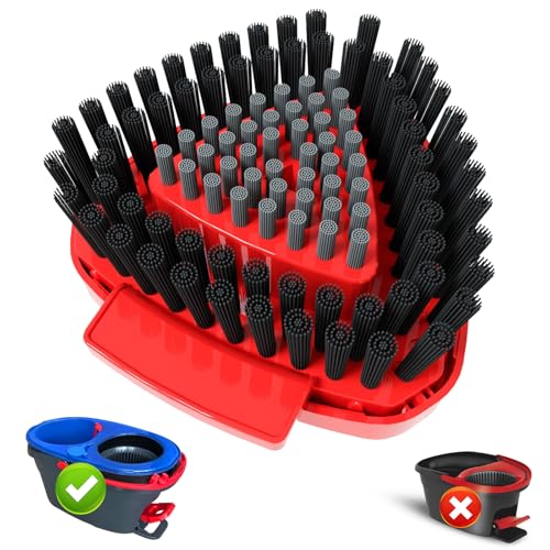 Fatmass Spin Mop Replace Head Base + Scrub Mop Brush Compatible with O Cedar 2 Tank RinseClean,1 Mop Scrubber Brush and Mop Base Combo Set,Great for Kitchen, Deck, Bathroom and Shower Floor Scrubber