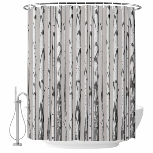 DecorLovee Birch Trees Shower Curtain, Waterproof Shower Curtains for Bathroom,