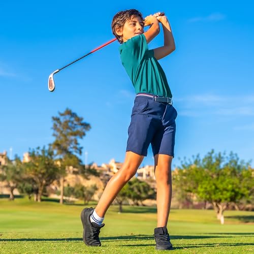 Image of Boys Polo Shirts Short Sleeve Striped Performance Moisture Wicking Dry Fit Golf Shirts for Boys Youth Kids