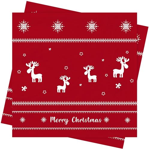 Servietten Weihnachten 40Stück Rot Weihnachten Tischdeko Weihnachts...