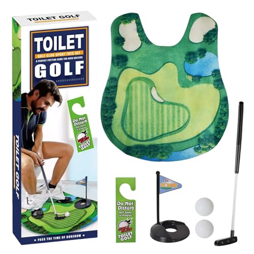 Coffret Cadeau de Golf de Toilette, Mini Cadeau Amusant pour Homme, Jeu de Toilettes, Jeu de Salle de Bain, Salle Bain Golf Set, Golf Toilettes Jouet, pour...