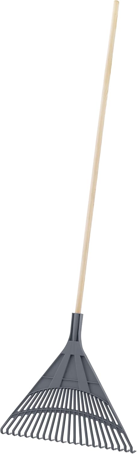 Superio Adult Rake with Hardwood Handle, Durable Plastic Head to Sweep Leaves in Lawn and Tidying Up The Garden, 61