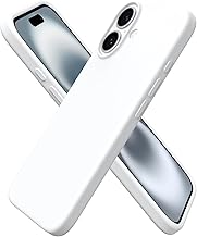 ORNARTO iPhone 16 Case, Liquid Silicone Case Compatible with iPhone 16 6.1 Inch, Slim Slim Case, Soft Full Protection Case, Shockproof Cover (White)