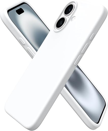ORNARTO Compatible with iPhone 16 Case 6.1", Slim Liquid Silicone 3 Layers Full Covered Soft Gel Rubber Shockproof Phone Case, Protective Cover with Anti-Scratch Microfiber Lining-White