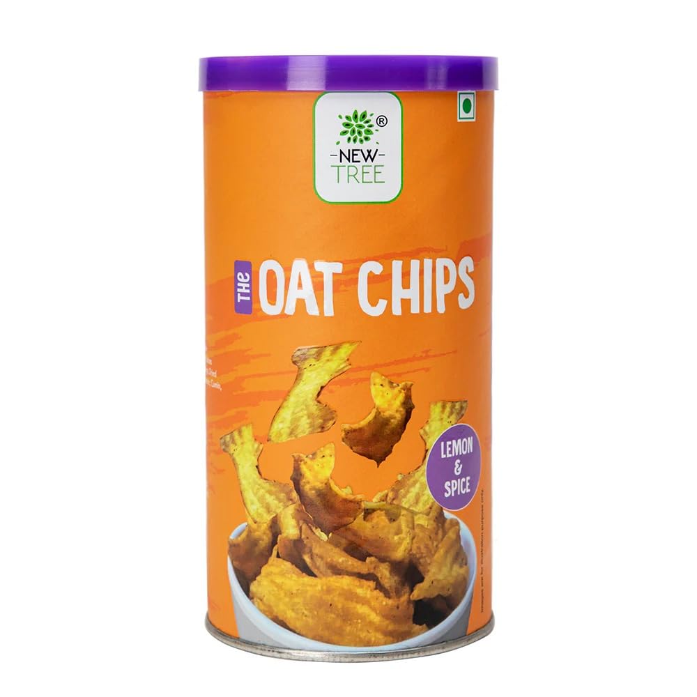 New Tree Oat Chips - Lemon & Spice, 150g | Light & Crisp Superfood Snack | Perfect Tea Time Treat
