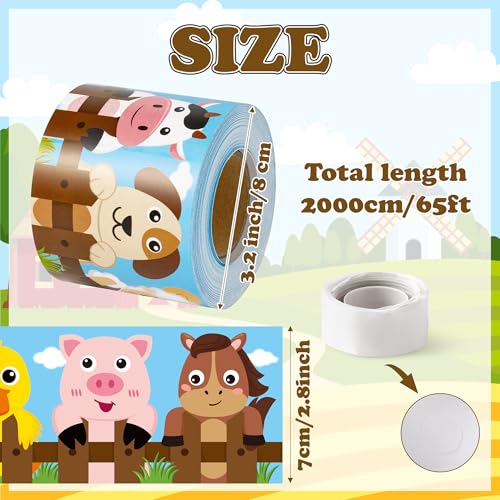 Image of BeYumi Farm Animals Border Trim - 65ft Back to School Farm Animals Straight Rolled Border Trim Cute Cartoon Animal Bulletin Board Set School Classroom Office Farmhouse Chalkboard Party Holiday Decor