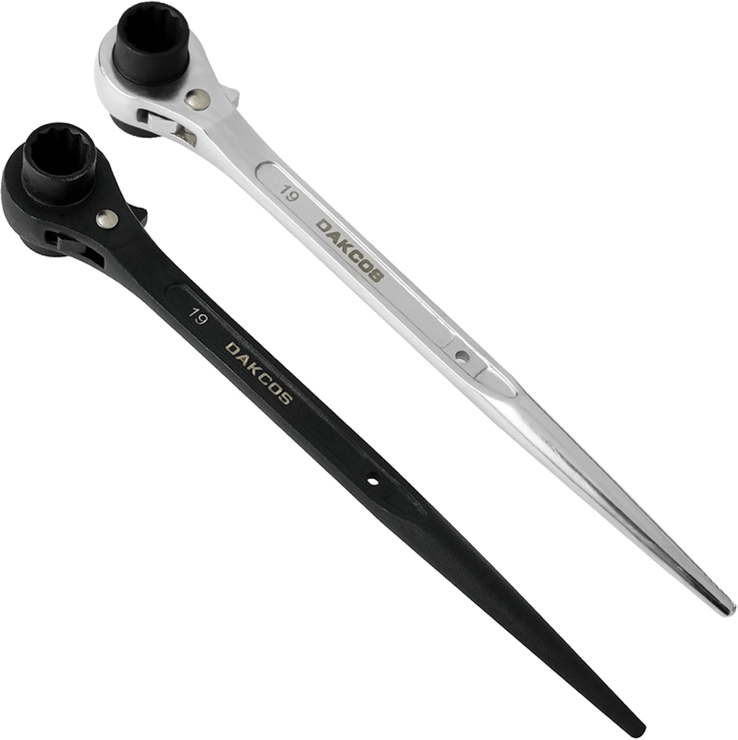 2 Pieces 19mm×22mm OR 3/4"×7/8" 12 Point Double Ended Socket Ratcheting Podger Scaffold Spud Wrench,Silver & Black