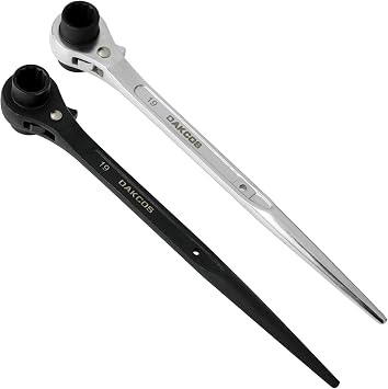 2 Pieces 19mm22mm OR 3/4"7/8" 12 Point Double Ended Socket Ratcheting Podger Scaffold Spud Wrench,Silver & Black