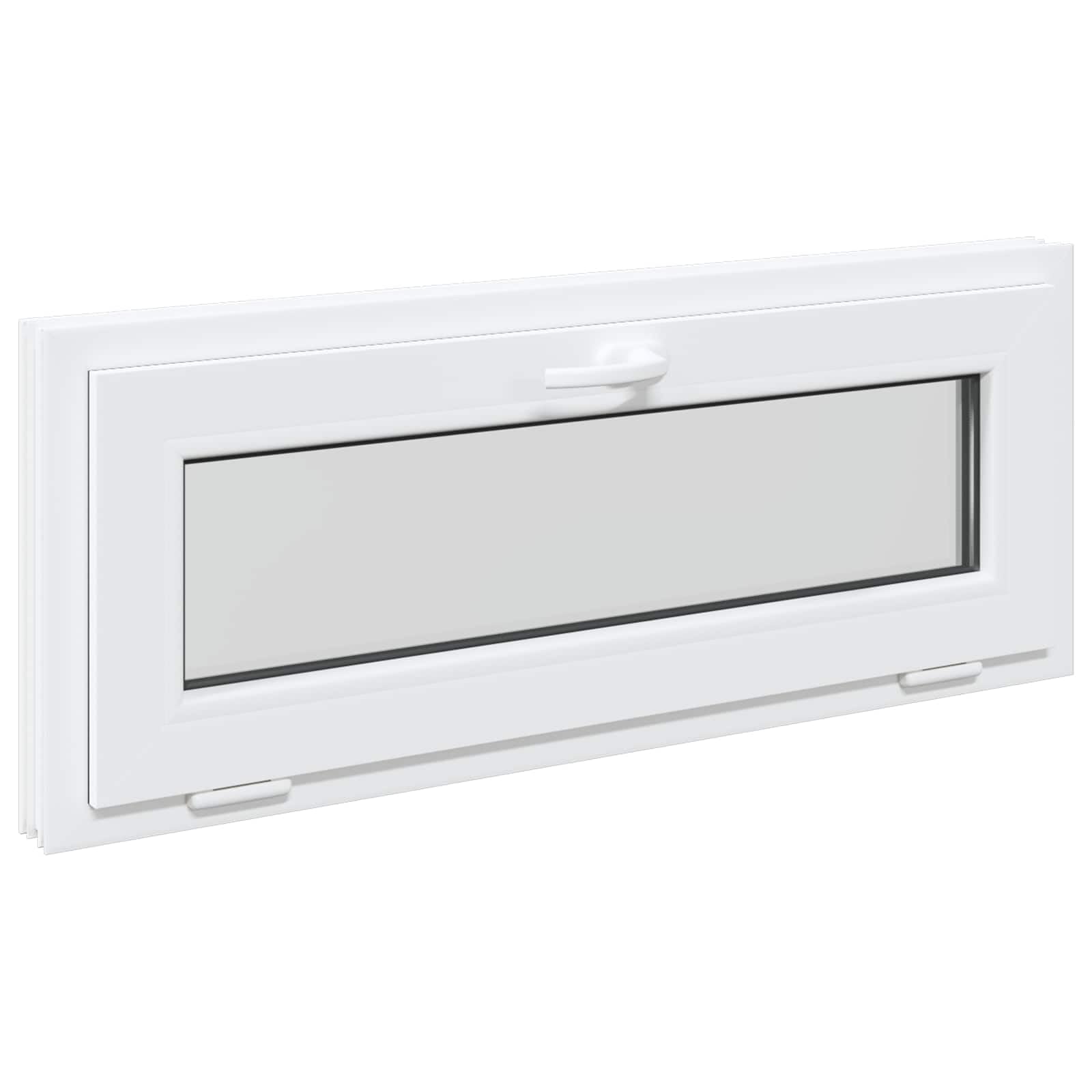 vidaXL Finestra per seminterrato RISOR 100 x 40 cm PVC e Vetro Bianco, Design Moderno per Seminterrato, Installazione di finestra rettangolare, finestre in PVC durevoli per luce e ventilazione