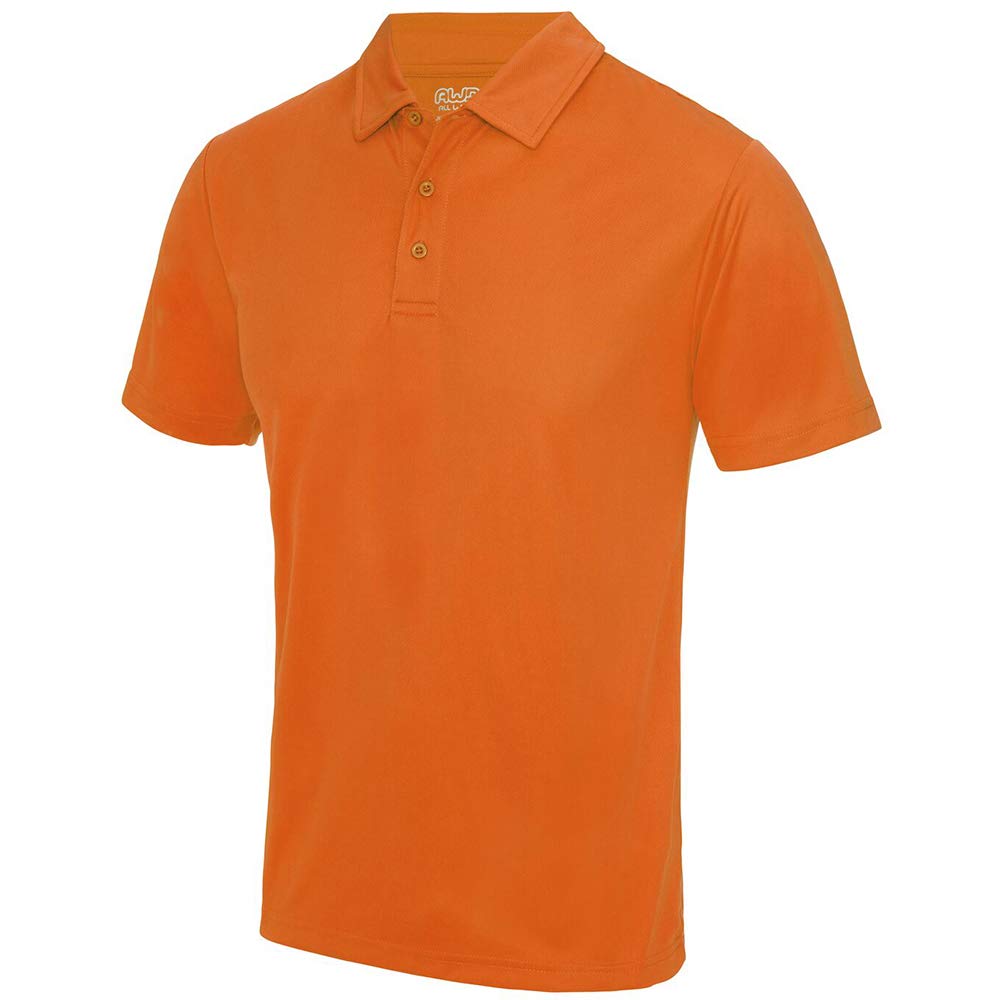 Just Cool Men's Electric Orange Plain Sports Polo Shirt (3Xl) (Electric Orange)
